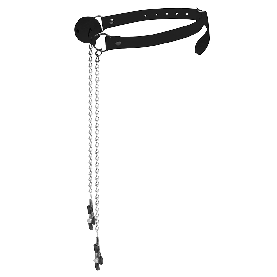 MORDAÇA COM PINÇAS PARA OS MAMILOS OUCH! PRETA 3