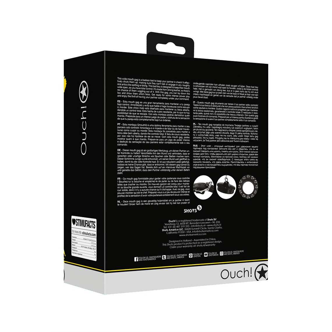 MORDAÇA COM TAMPA XTREME PRETO OUCH! 3