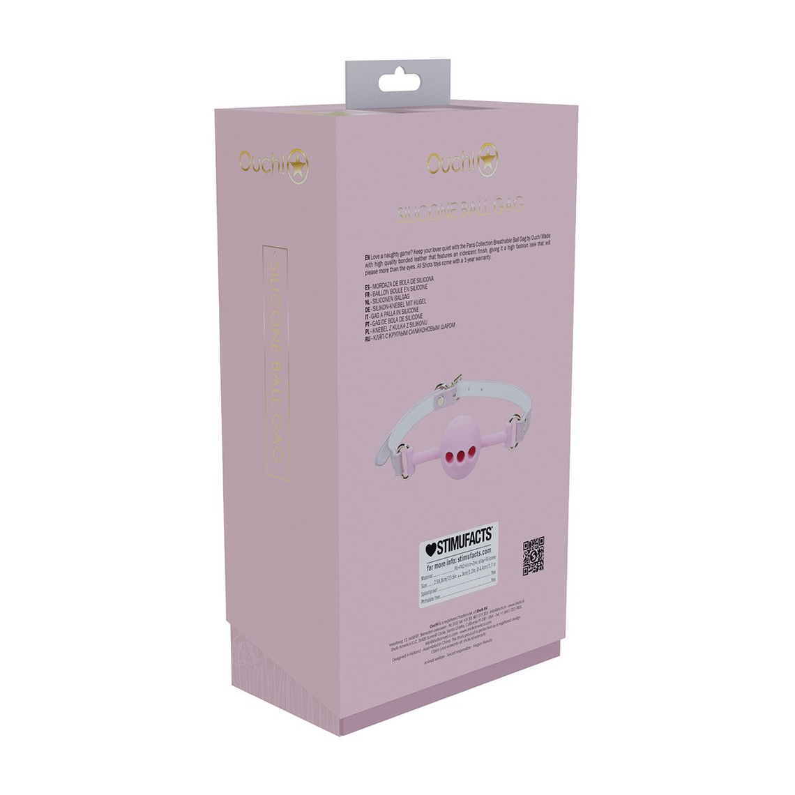 MORDAÇA DE SILICONE RESPIRÁVEL PARIS COLLECTION ROSA OUCH! 3