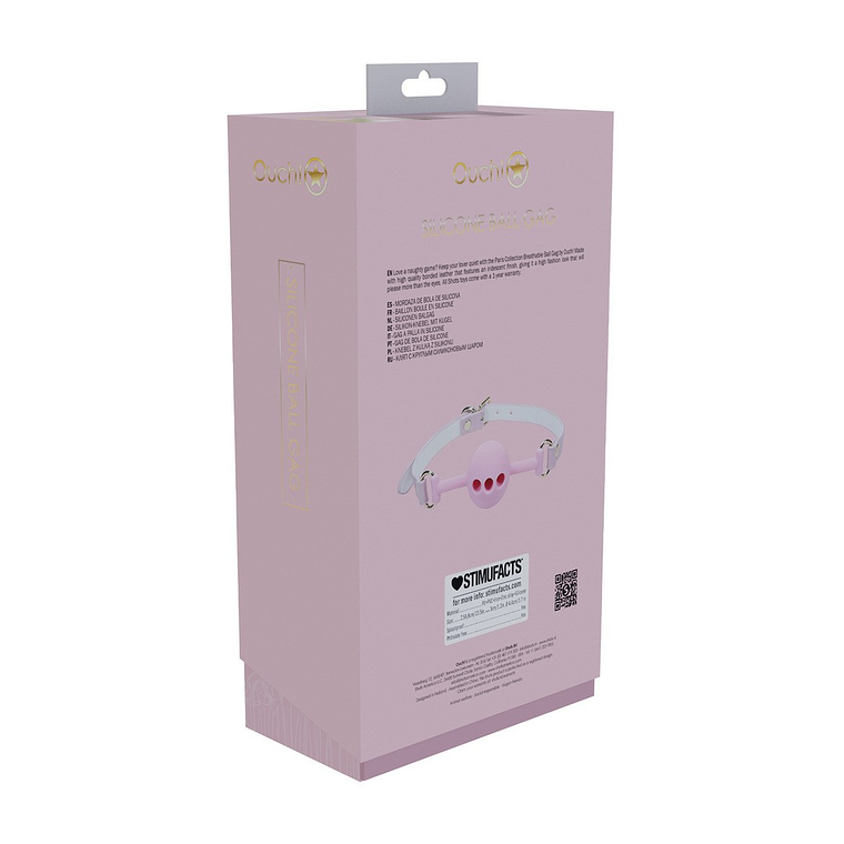 MORDAÇA DE SILICONE RESPIRÁVEL PARIS COLLECTION ROSA OUCH! 3