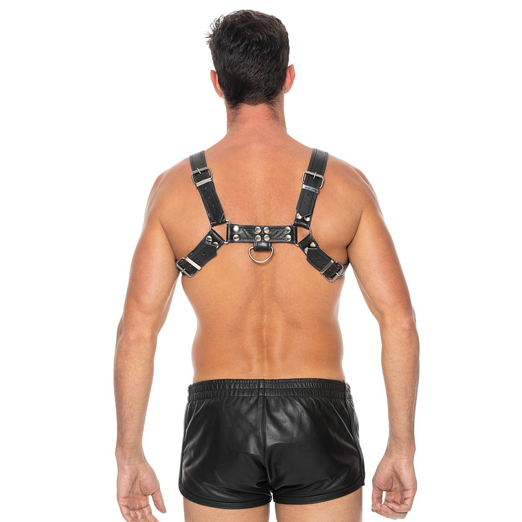ARNÊS LEATHER BULLDOG HARNESS L/XL PRETO OUCH!  5