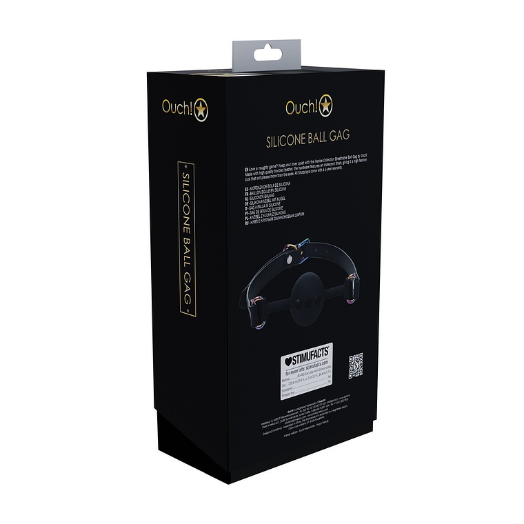 MORDAÇA DE SILICONE RESPIRÁVEL VENICE COLLECTION PRETO OUCH! 3