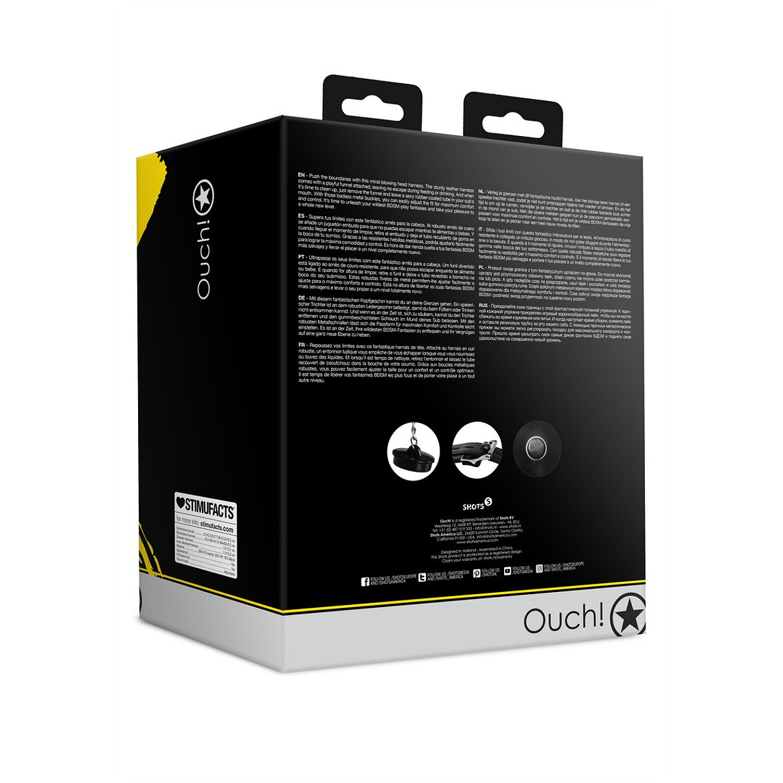 MÁSCARA COM MORDAÇA E FUNIL EXTREME PRETO OUCH! 3