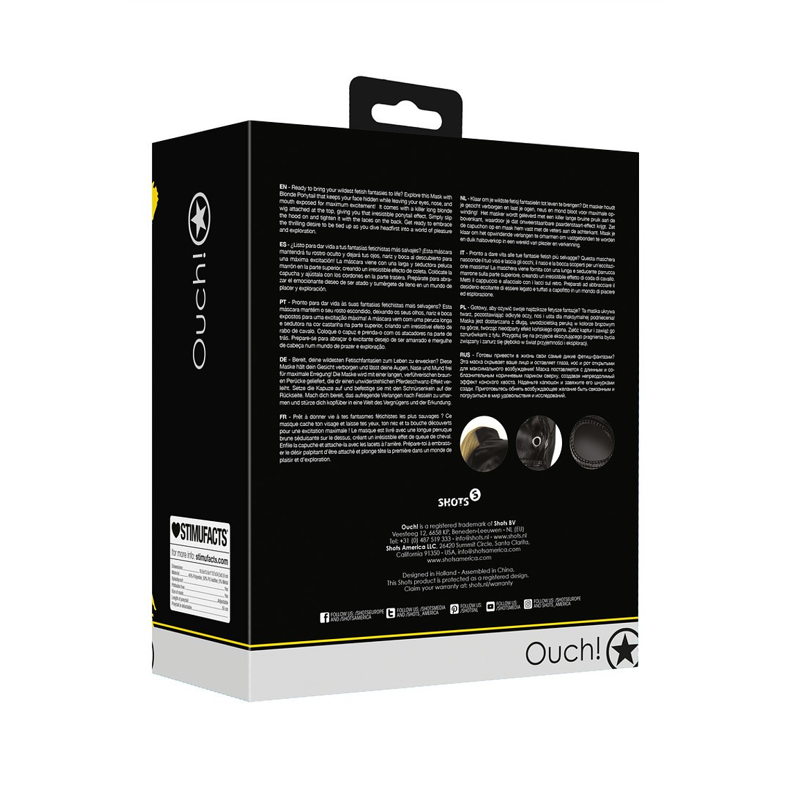 MÁSCARA PRETA COM RABO DE CAVALO LOIRO EXTREME OUCH!  3