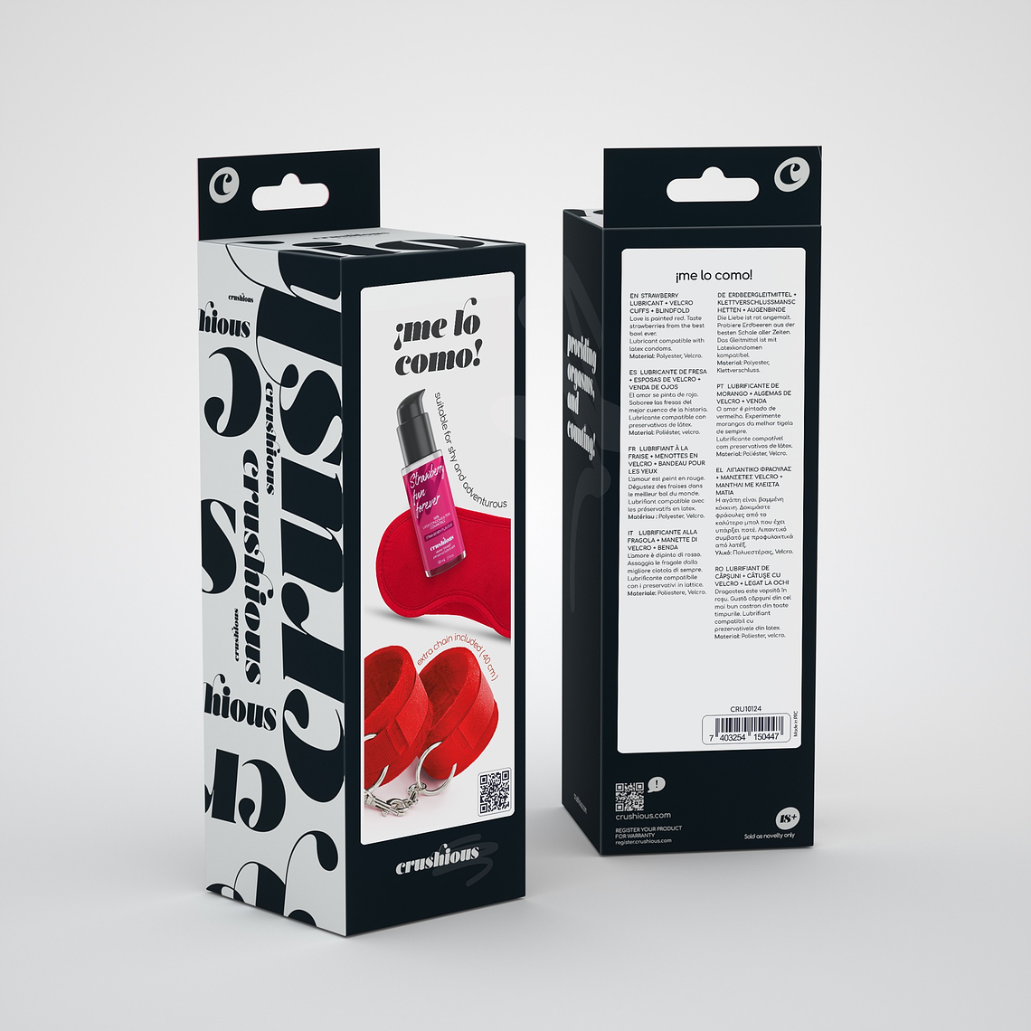 ME LO COMO CONJUNTO DE ALGEMAS DE VELCRO + VENDA ACETINADA E LUBRIFICANTE BEIJÁVEL DE MORANGO CRUSHIOUS 8