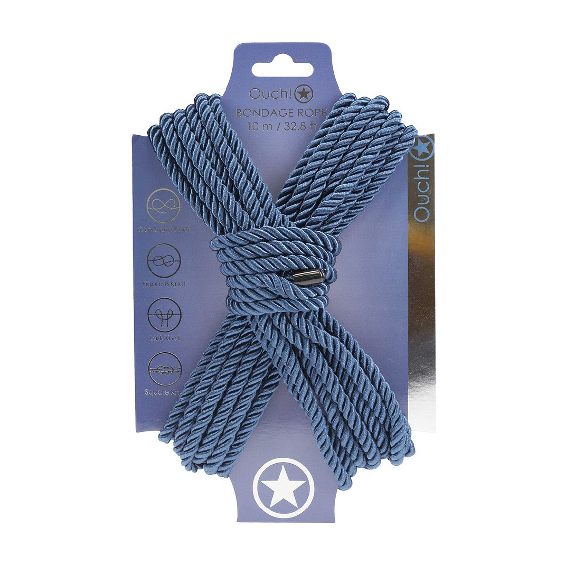 CORDA DE POLIÉSTER PARA BONDAGE 32.8 FT / 10 M AZUL MARINHO OUCH! 1