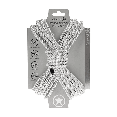 CORDA DE POLIÉSTER PARA BONDAGE 32.8 FT /10 M PRATA OUCH!
