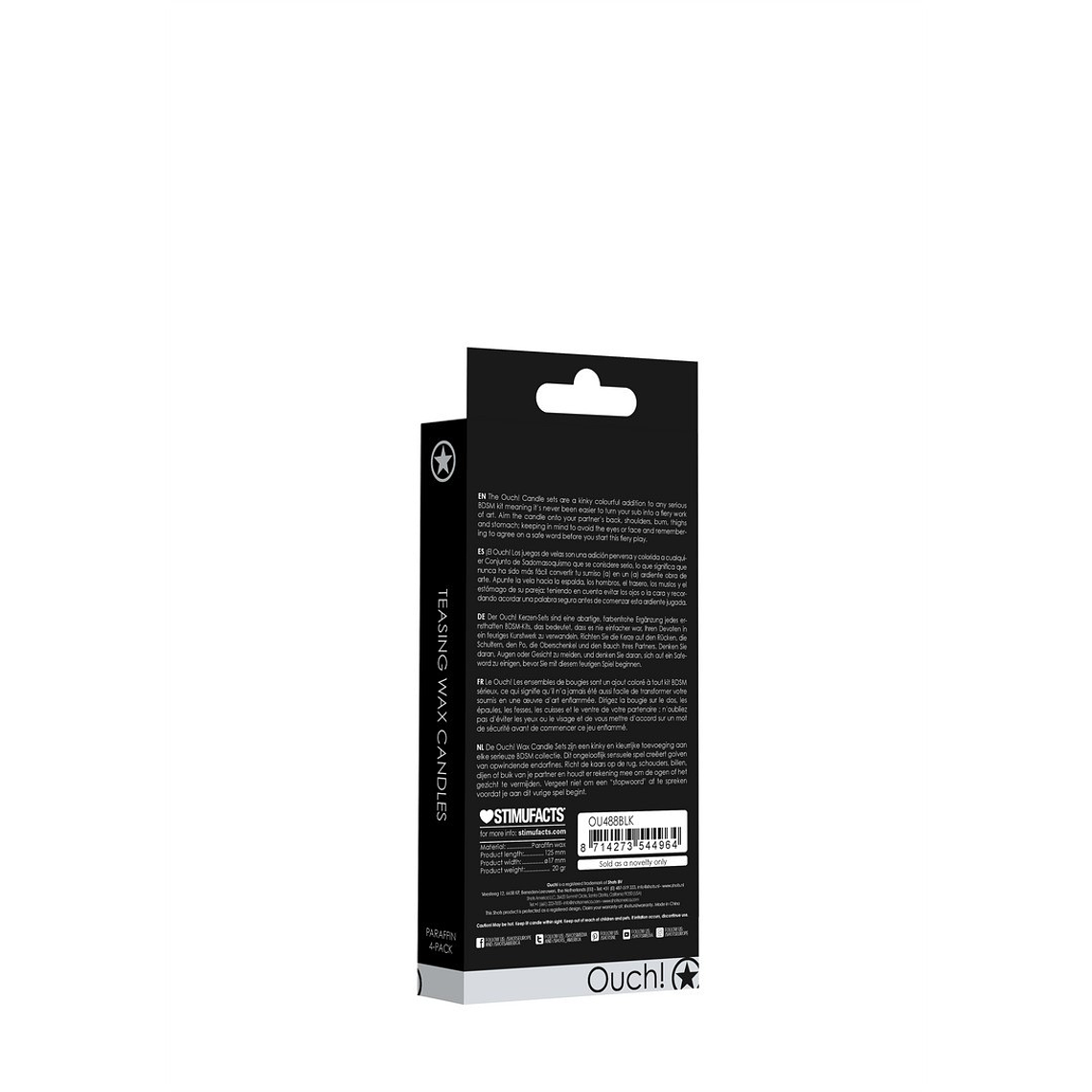CONJUNTO DE 4 VELAS PRETAS TEASING WAX CANDLES OUCH! 3