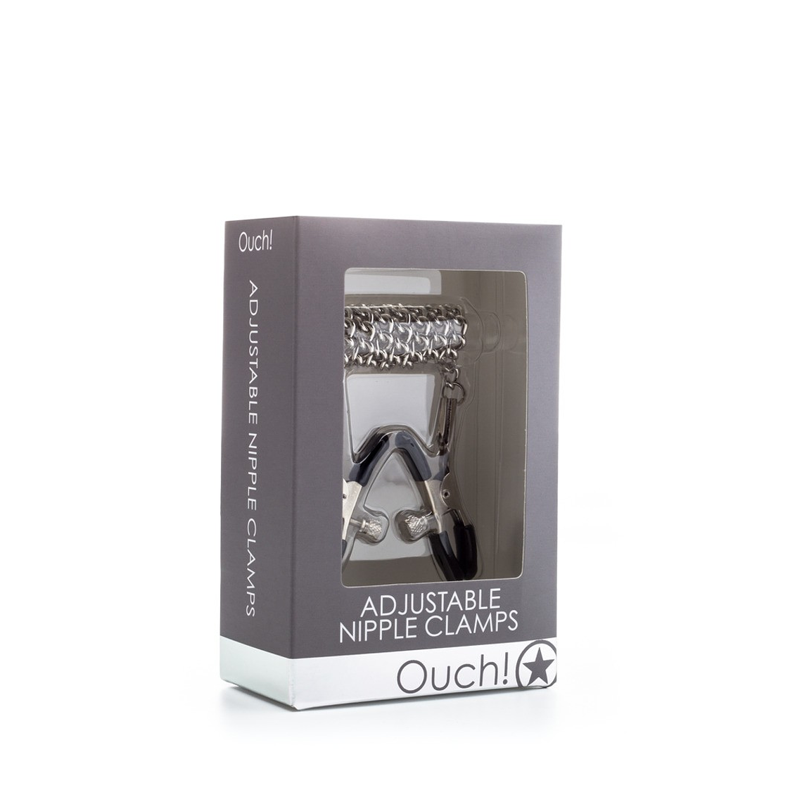 PINÇAS PARA MAMILOS OUCH! ADJUSTABLE NIPPLE CLAMPS PRATEADAS 2