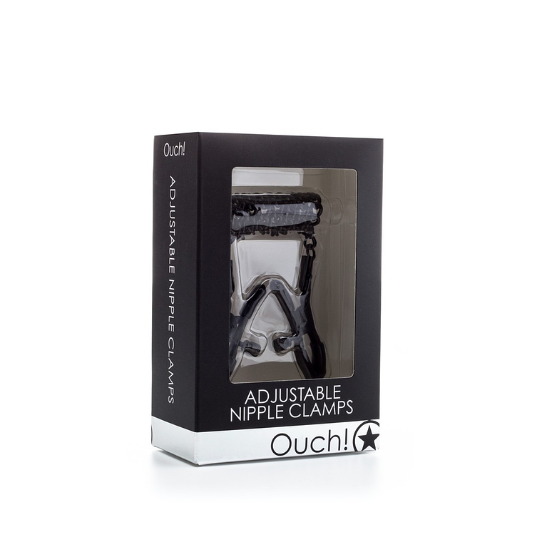 PINÇAS PARA MAMILOS OUCH! ADJUSTABLE NIPPLE CLAMPS PRETAS 2