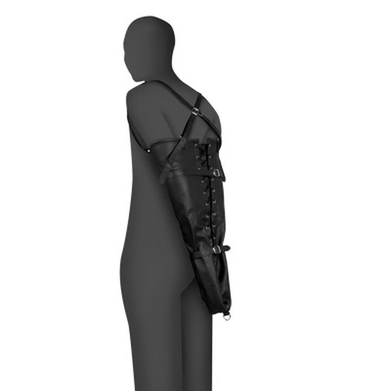 RESTRIÇÃO DE BRAÇOS LACE-UP FULL SLEEVE PRETO XTREME OUCH! 1