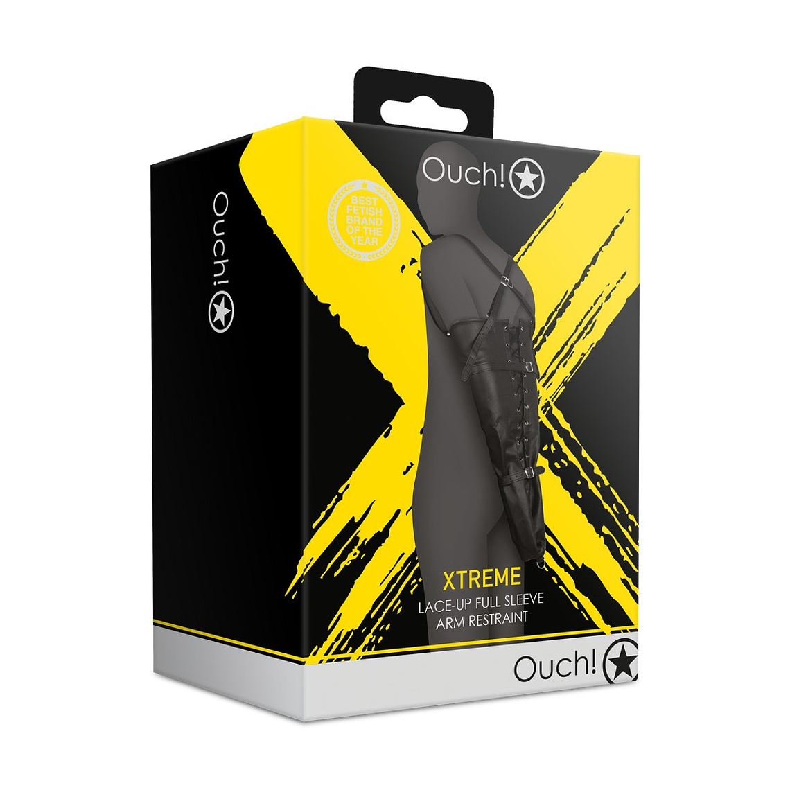 RESTRIÇÃO DE BRAÇOS LACE-UP FULL SLEEVE PRETO XTREME OUCH! 2