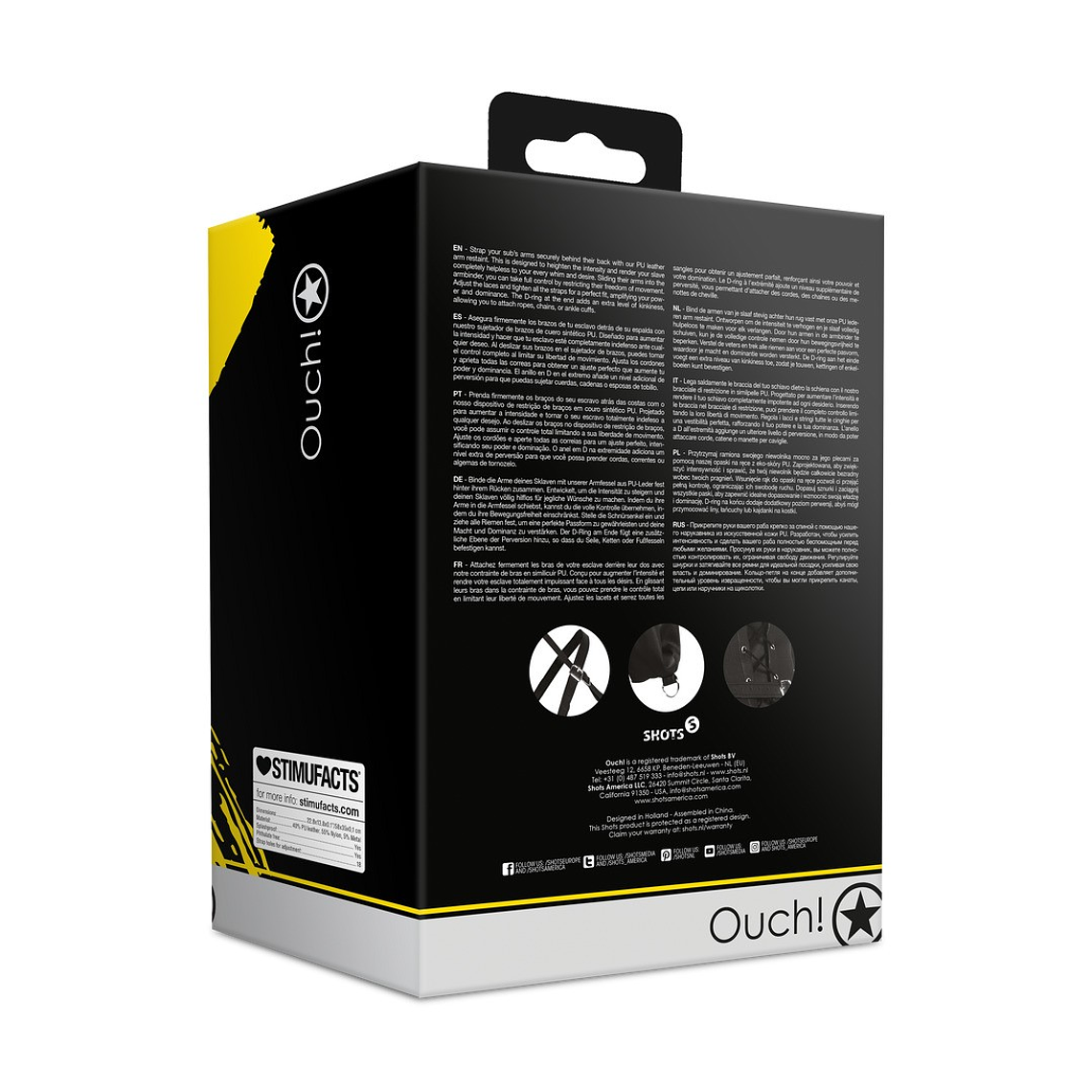 RESTRIÇÃO DE BRAÇOS LACE-UP FULL SLEEVE PRETO XTREME OUCH! 3