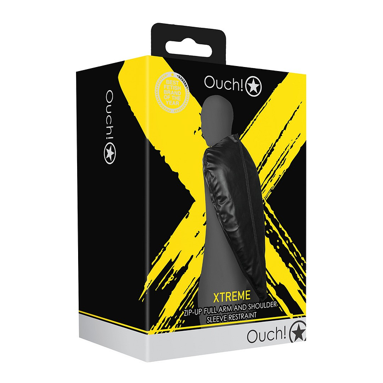 RESTRIÇÃO DE BRAÇOS ZIP-UP FULL ARM AND SHOULDER SLEEVE PRETO XTREME OUCH! 2