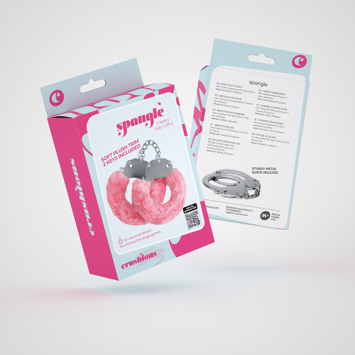 SPANGLE ALGEMAS METÁLICAS COM PELÚCIA ROSA CRUSHIOUS 3