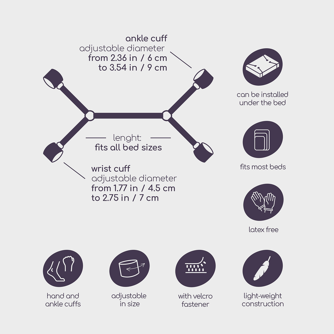 RESTRIÇÕES UNIVERSAIS BED RESTRAINTS CRUSHIOUS 7