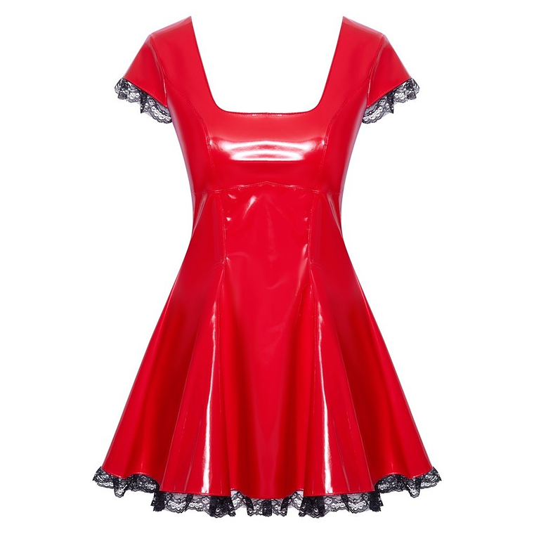 VESTIDO DE VINIL VERMELHO BLACK LEVEL 6