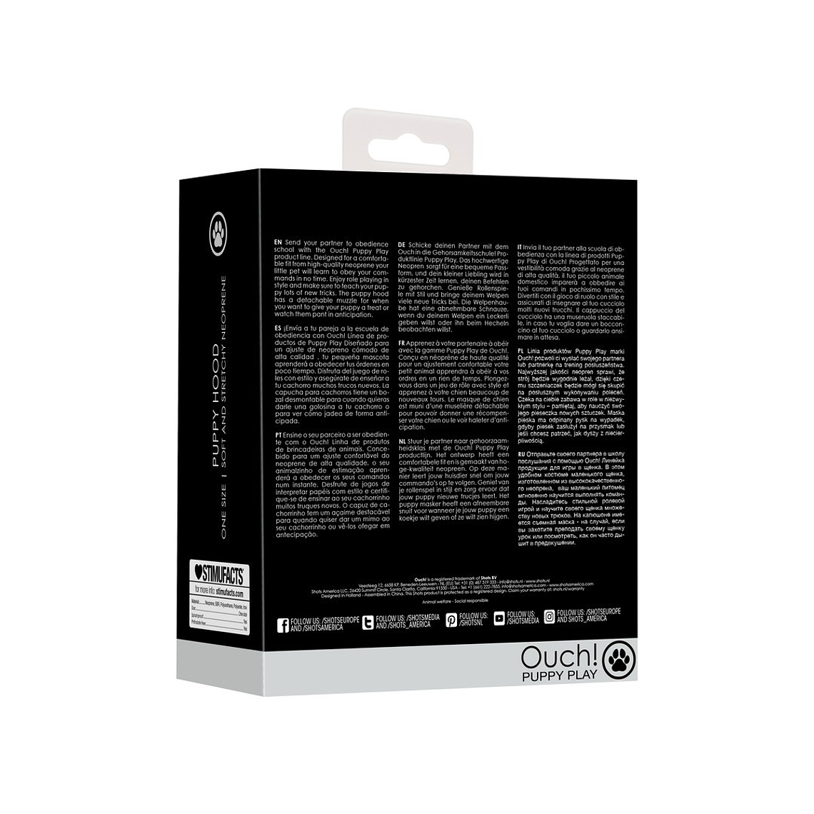 CAPUZ PUPPY HOOD EM NEOPRENE PRETO OUCH! 3