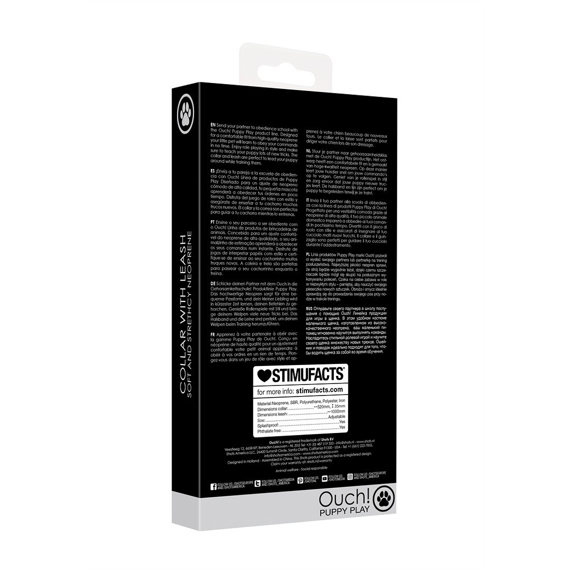 COLEIRA EM NEOPRENO PRETO COM TRELA OUCH! 3