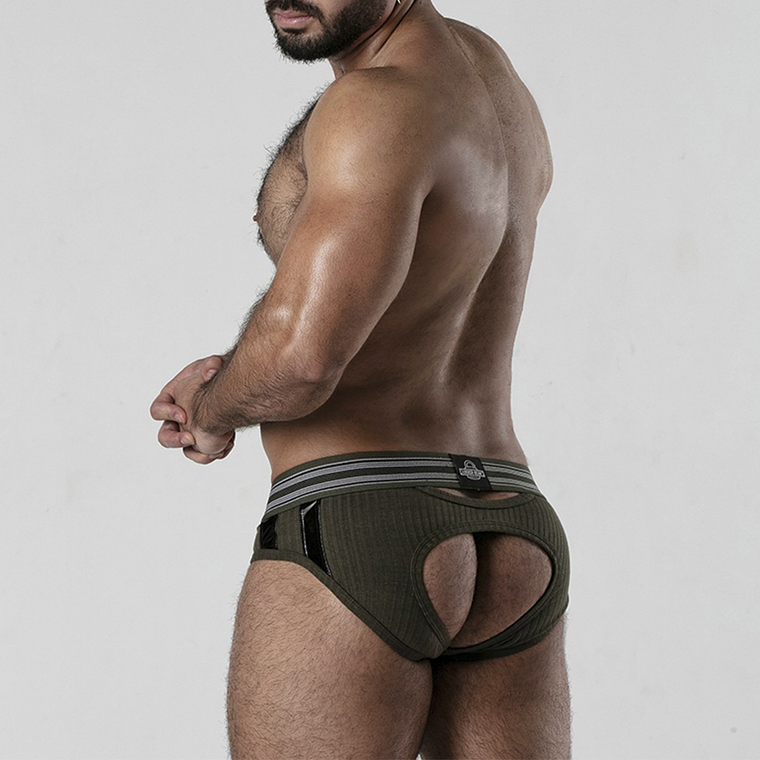 CUECA BACKROOM BOTTOMLESS LOCKER GEAR CAQUI - 36 S 1