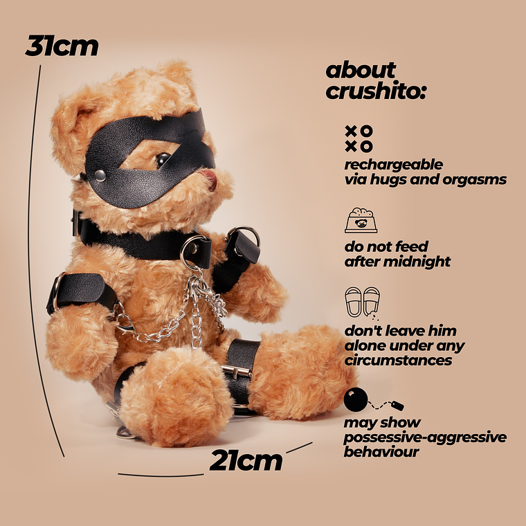 URSO DE PELÚCIA BONDAGE CRUSHITO PRETO 31CM CRUSHIOUS 7