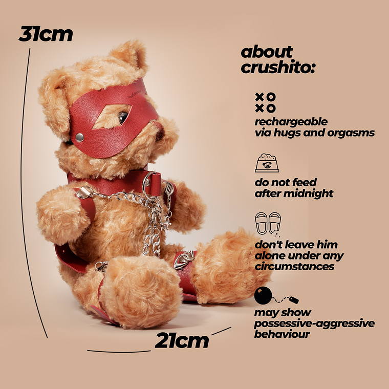 URSO DE PELÚCIA BONDAGE CRUSHITO VERMELHO 31CM CRUSHIOUS 7