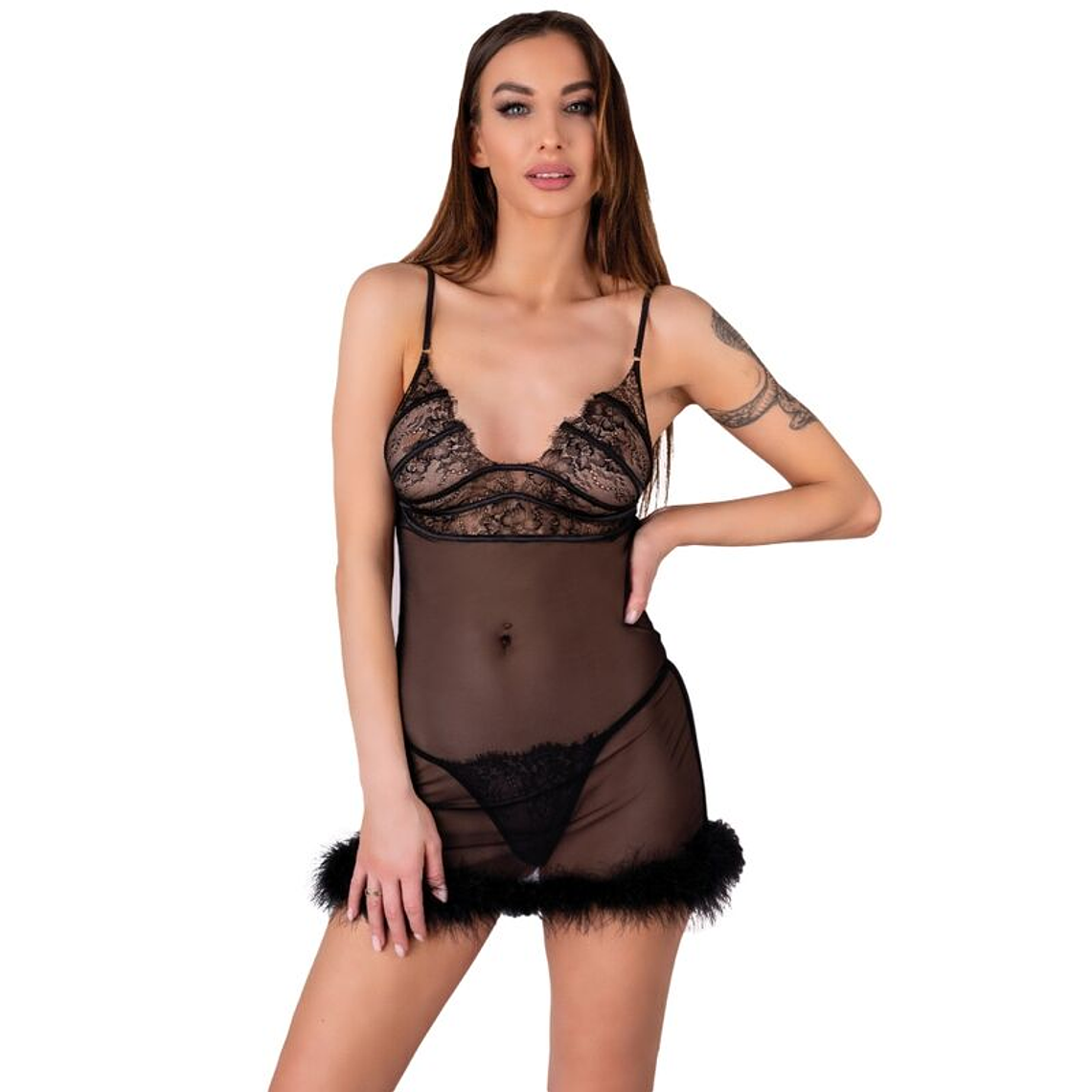 LIVCO CORSETTI FASHION - CONJUNTO ZERUNAM BABYDOLL + TANGA PRETA 1