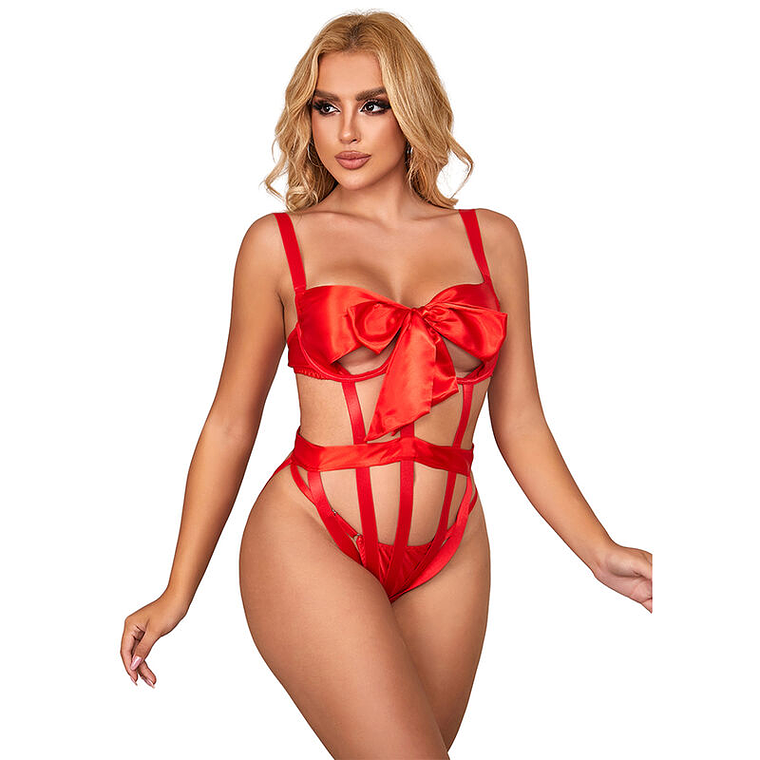SUBBLIME - 954475 BODY SEXY OPENWORK COM LAÇO VERMELHO L/XL 1