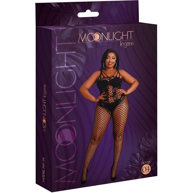 MOONLIGHT - MODELO 4 BODYSTOCK PRETO PLUS SIZE 1