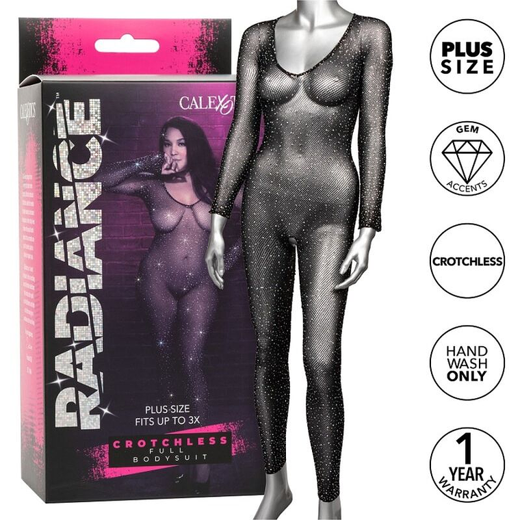 CALEXOTICS - RADIANCE BODYSUIT COMPLETO CROTCHLESS RHINE PLUS SIZE 1