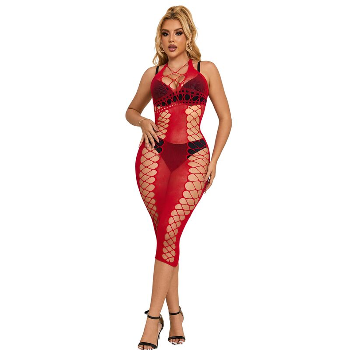 SUBBLIME - 952327 VESTIDO LONGO RED FISHNET TAMANHO ÚNICO 1