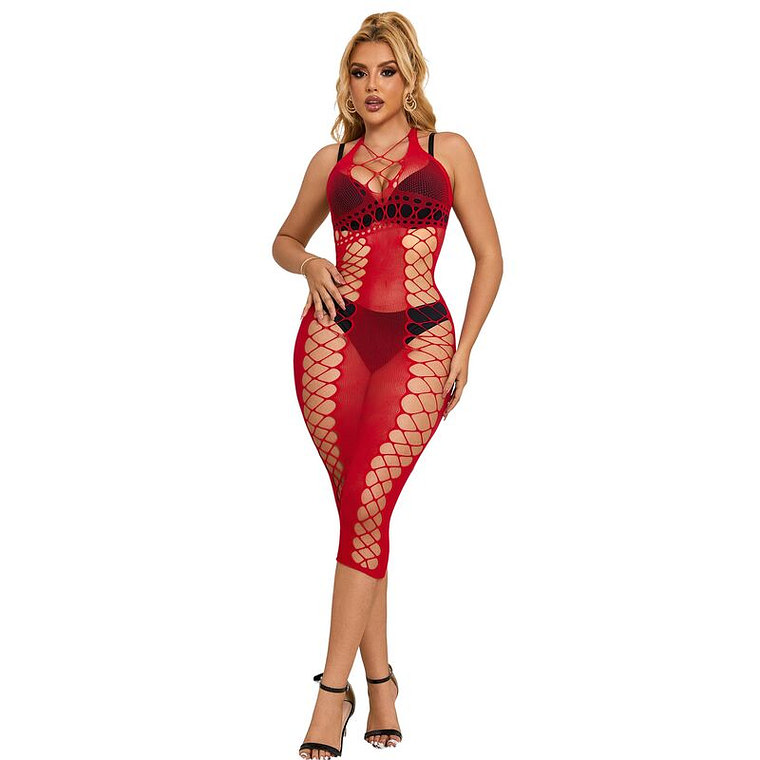 SUBBLIME - 952327 VESTIDO LONGO RED FISHNET TAMANHO ÚNICO 1