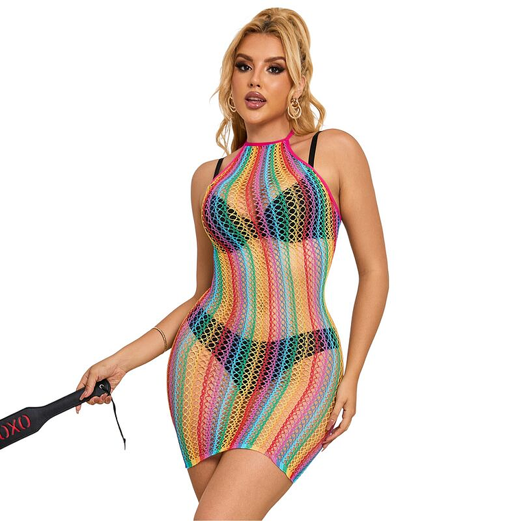 SUBBLIME - 952341 VESTIDO RAINBOW FISHNET TAMANHO ÚNICO 1