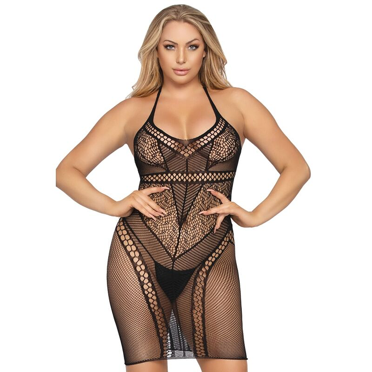 LEG AVENUE - MINI VESTIDO MULTI NET TAMANHO ÚNICO - PRETO 1
