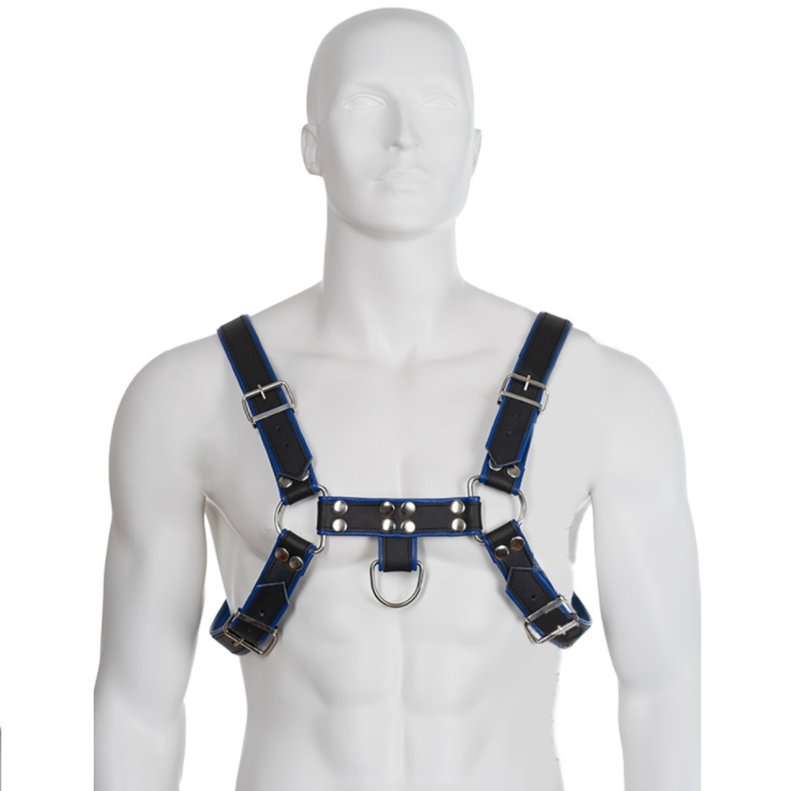LEATHER BODY - ARNÊS DE COURO AZUL E PRETO PEITO BULLDOG 1