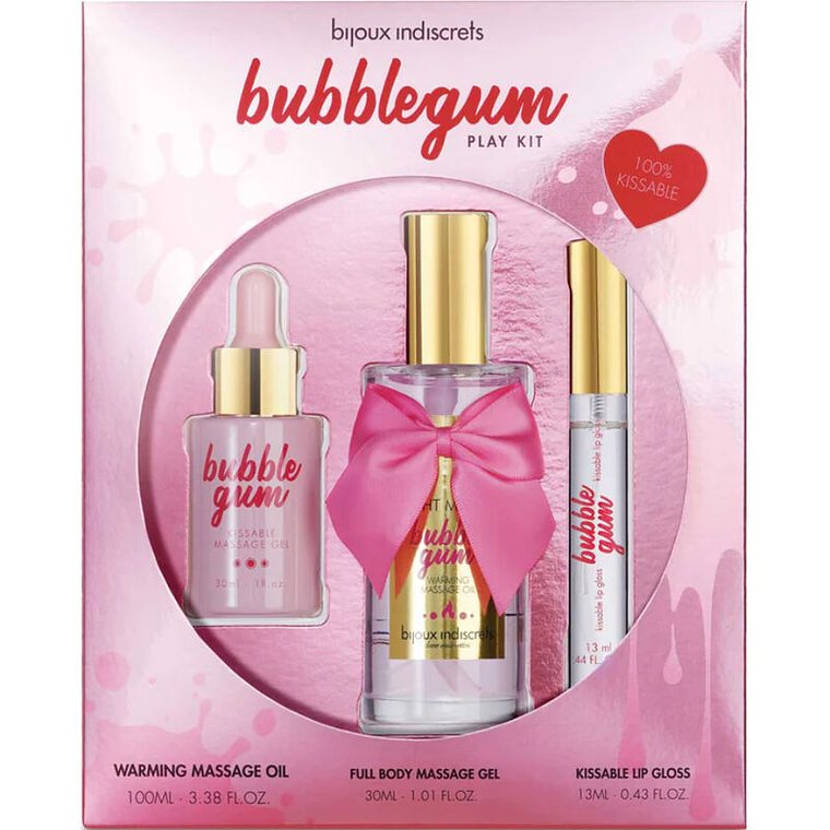 BIJOUX - INDISCRETS KIT BUBBLEGUM PLAY COM ÓLEO GEL E LIP GLOSS 1