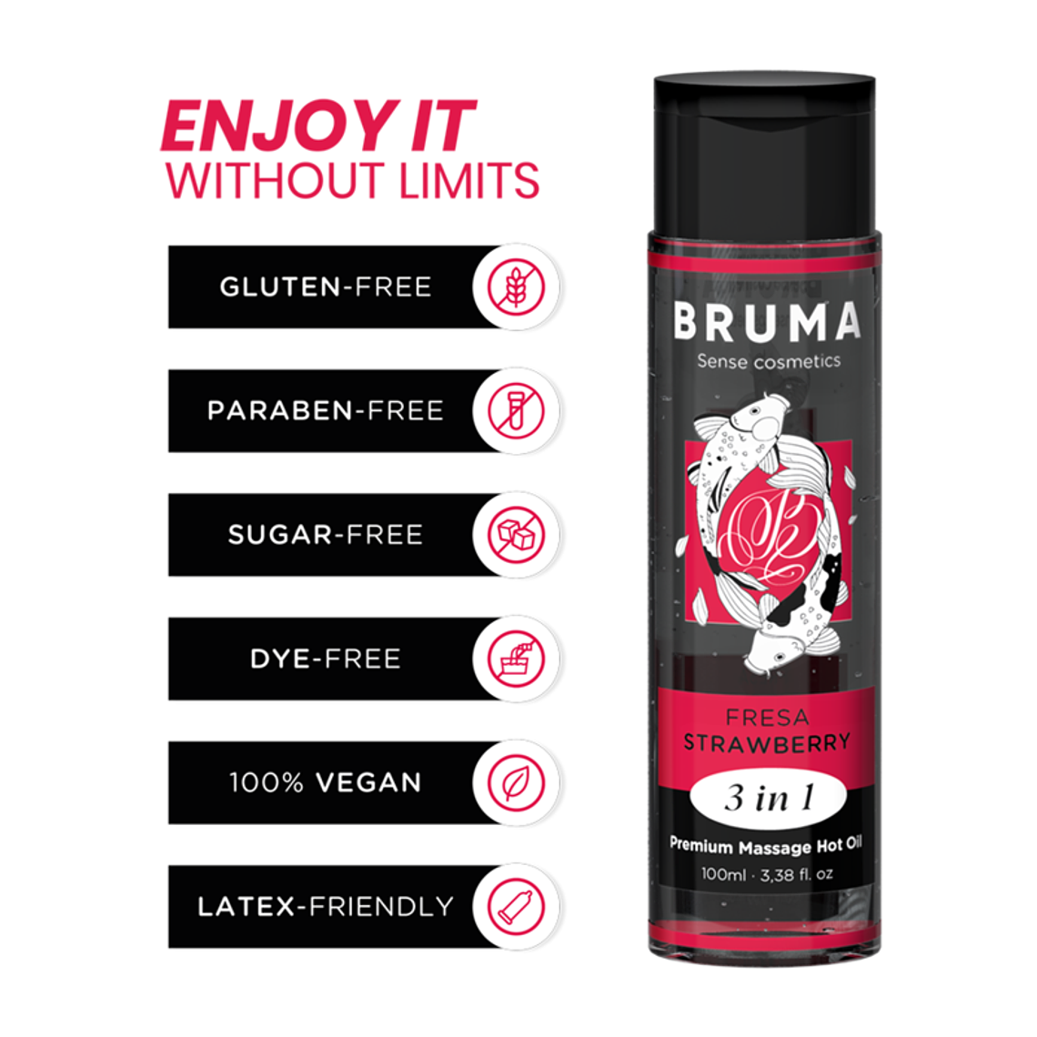BRUMA - ÓLEO DE MASSAGEM PREMIUM EFEITO CALOR SABOR MORANGO 3 EM 1 - 100 ML 1