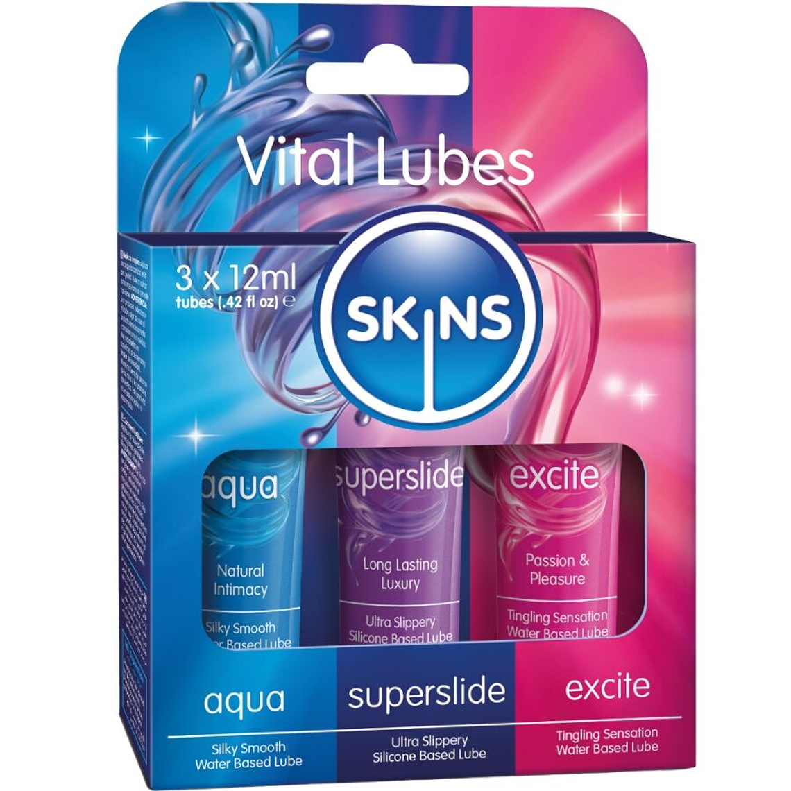 SKINS - KIT DE LUBRIFICANTES VITAL AQUA, SUPERSLIDE E EXCITE 3 x 12 ML 1
