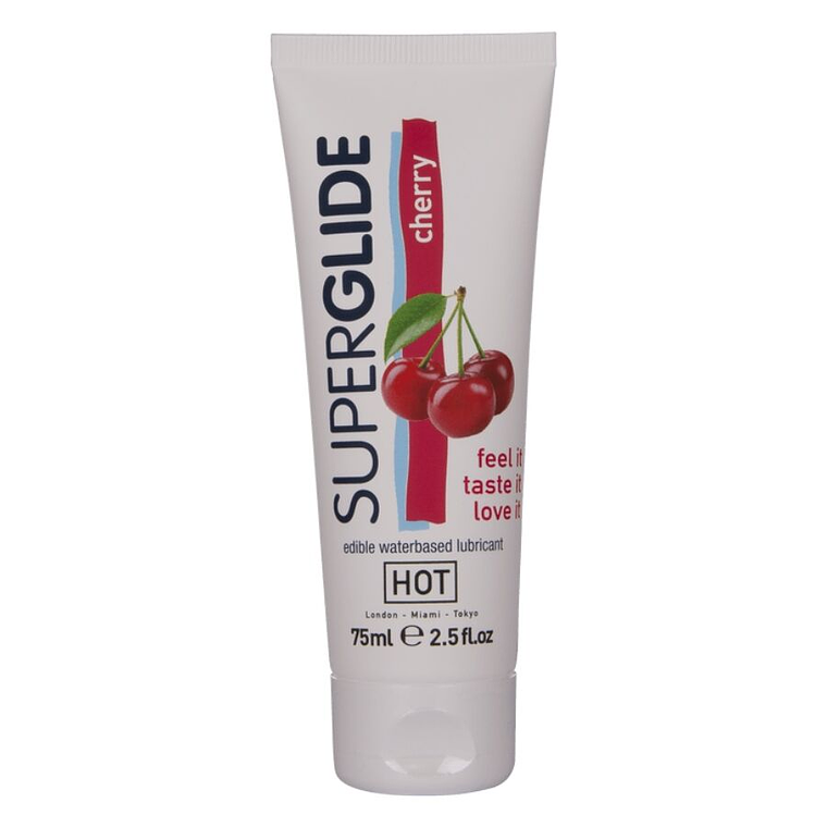 HOT - SUPERGLIDE LUBRIFICANTE COMESTÍVEL À BASE DE ÁGUA, SABOR CEREJA 75 ML 1