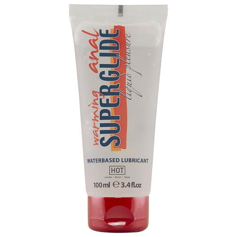 HOT - ANAL SUPERGLIDE LUBRIFICANTE AQUECEDOR LÍQUIDO À BASE DE ÁGUA 100 ML