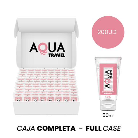 MOQ 200 - AQUA TRAVEL CREME DE MORANGO LUBRIFICANTE À BASE DE ÁGUA - 50 ML