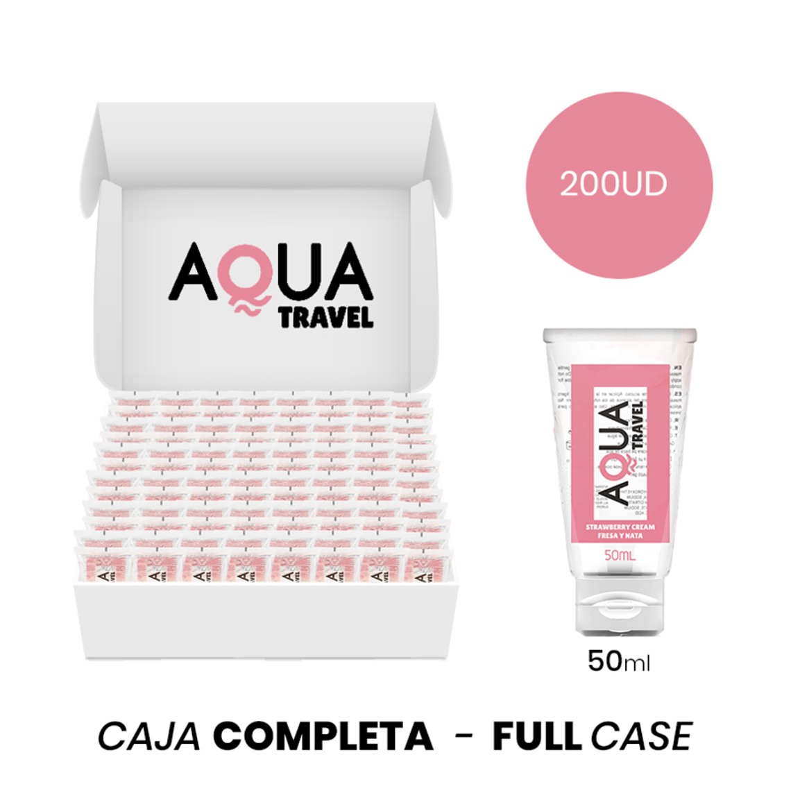 MOQ 200 - AQUA TRAVEL CREME DE MORANGO LUBRIFICANTE À BASE DE ÁGUA - 50 ML 1