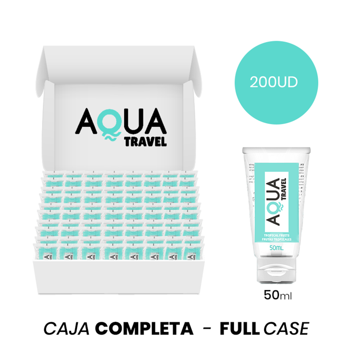 MOQ 200 - AQUA TRAVEL LUBRIFICANTE À BASE DE ÁGUA SABOR FRUTAS TROPICAIS - 50 ML 1