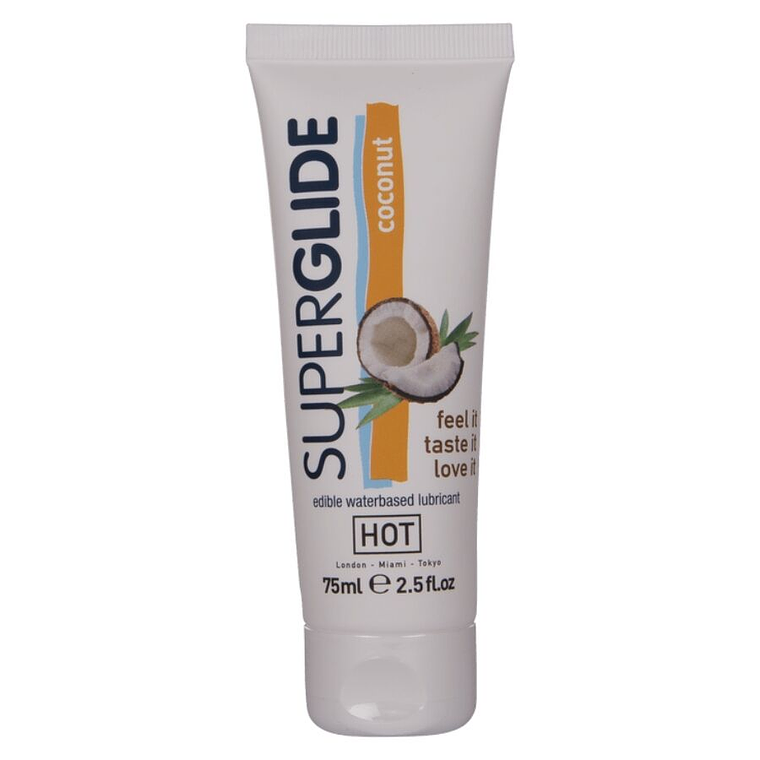 HOT - SUPERGLIDE LUBRIFICANTE COMESTÍVEL À BASE DE ÁGUA COM COCO 75 ML 1