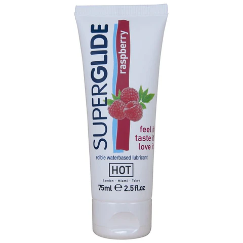 HOT - SUPERGLIDE LUBRIFICANTE COMESTÍVEL À BASE DE ÁGUA COM SABOR FRAMBOESA 75 ML
