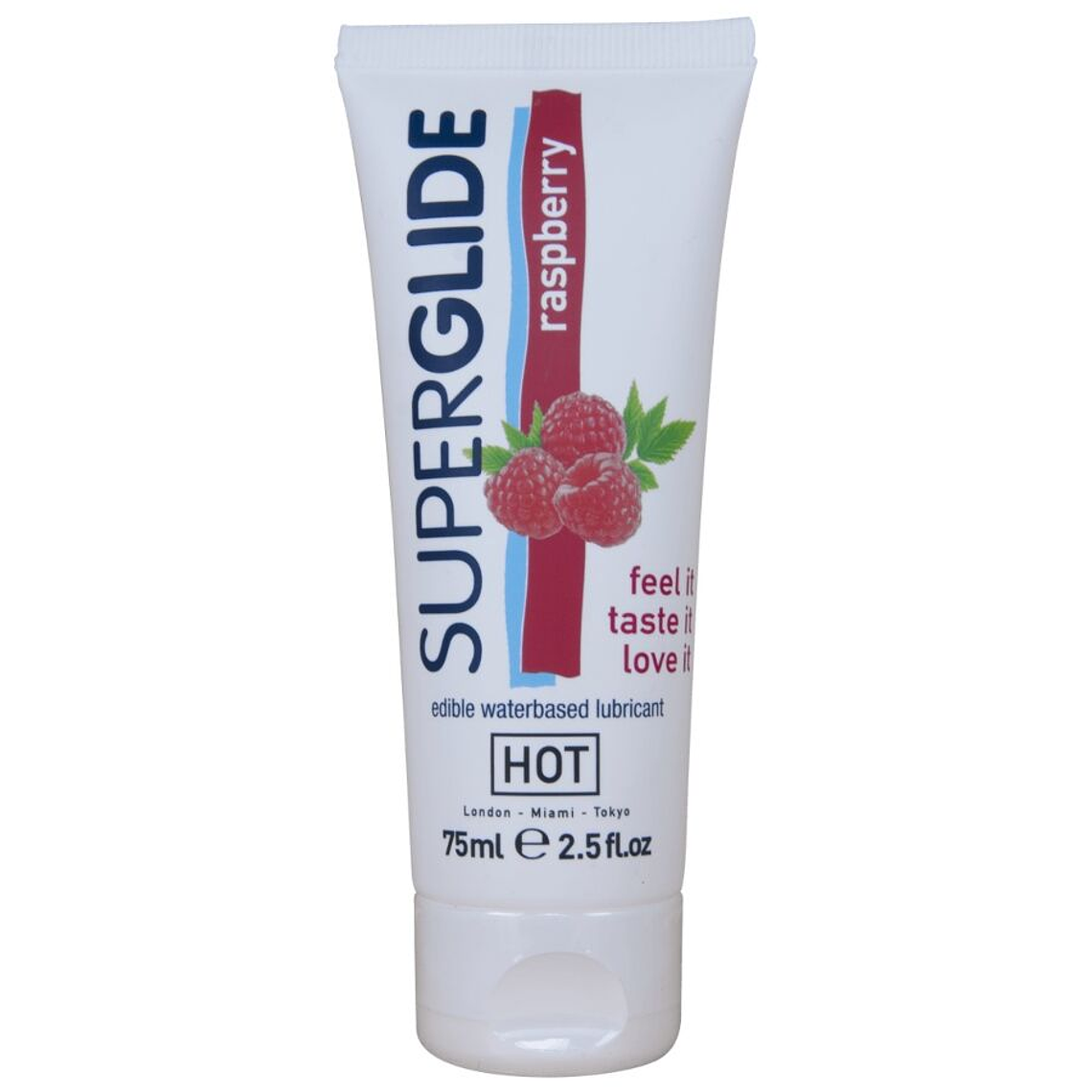 HOT - SUPERGLIDE LUBRIFICANTE COMESTÍVEL À BASE DE ÁGUA COM SABOR FRAMBOESA 75 ML 1