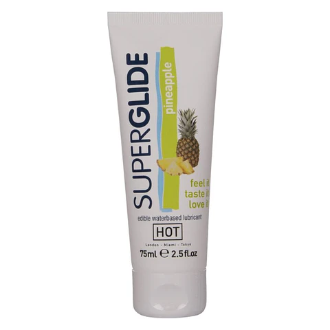 HOT - SUPERGLIDE LUBRIFICANTE COMESTÍVEL À BASE DE ÁGUA COM SABOR ABACAXI 75 ML