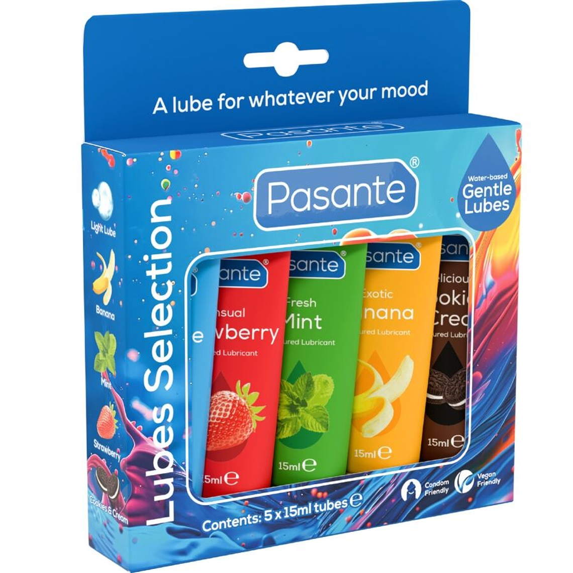 PASANTE - PACK LUBRIFICANTES SABORES SORTIDOS 5 UNIDADES X 15 ML 1
