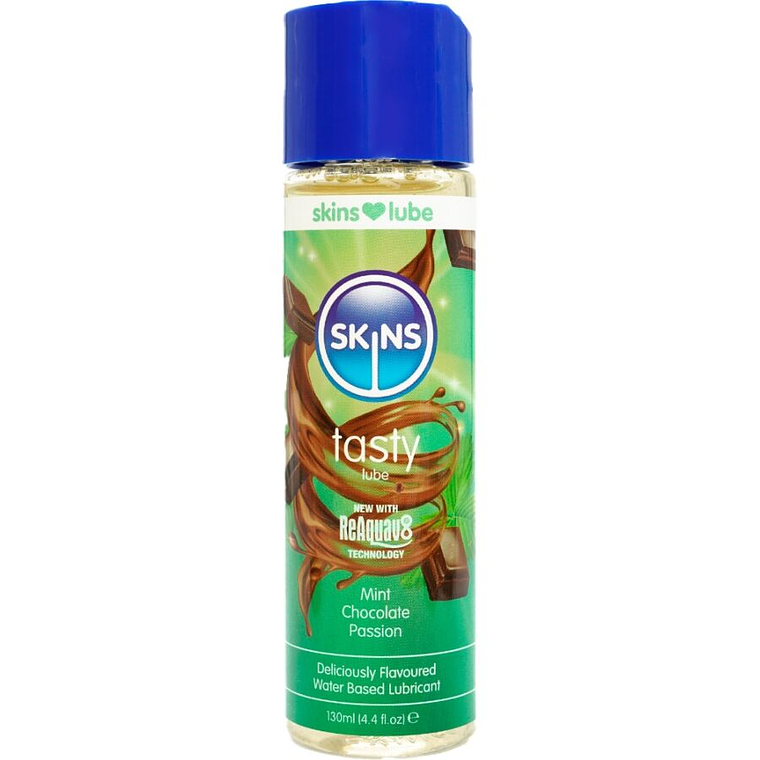 SKINS - LUBRIFICANTE SABOROSO À BASE DE ÁGUA COM SABOR DE HORTELÃ E CHOCOLATE 130 ML 1