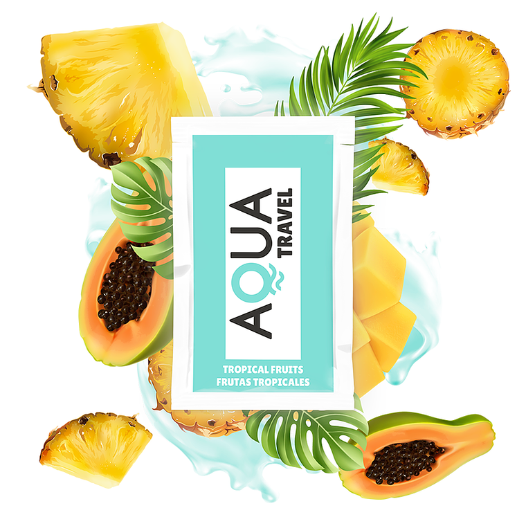 AQUA TRAVEL - LUBRIFICANTE À BASE DE ÁGUA SABOR DE FRUTAS TROPICAIS 6 ML 1